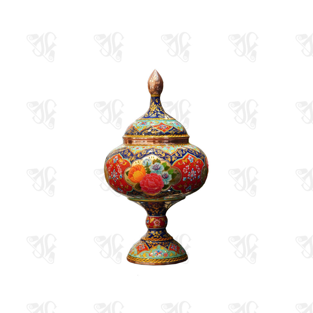 Hand-Painted Persian Enamelwork Candy Dish