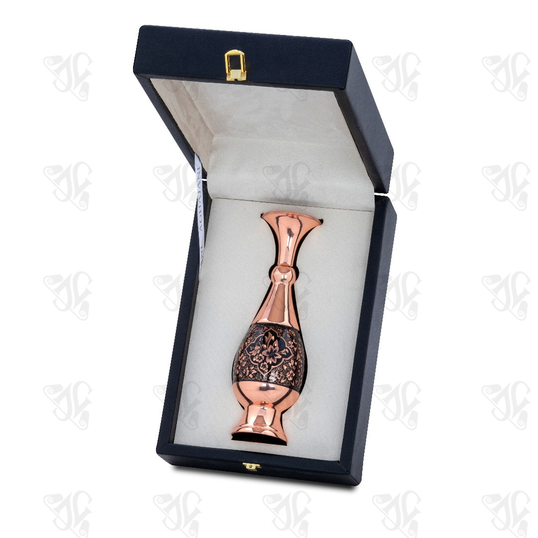 Persian Engraved Copper Miniature Vase with Gift Box