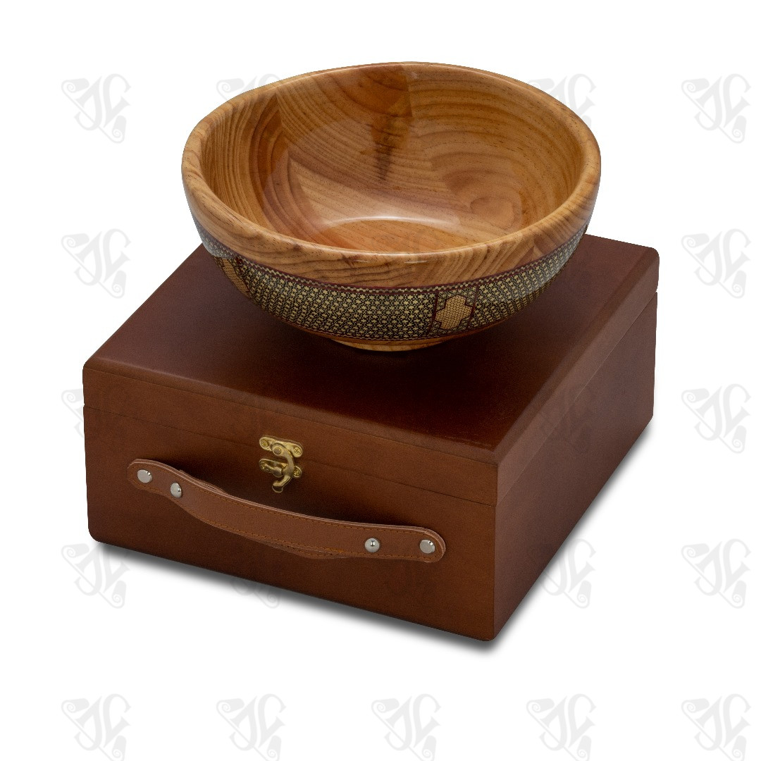 Persian Khatamkari Inlaid Wooden Bowl with Gift Box