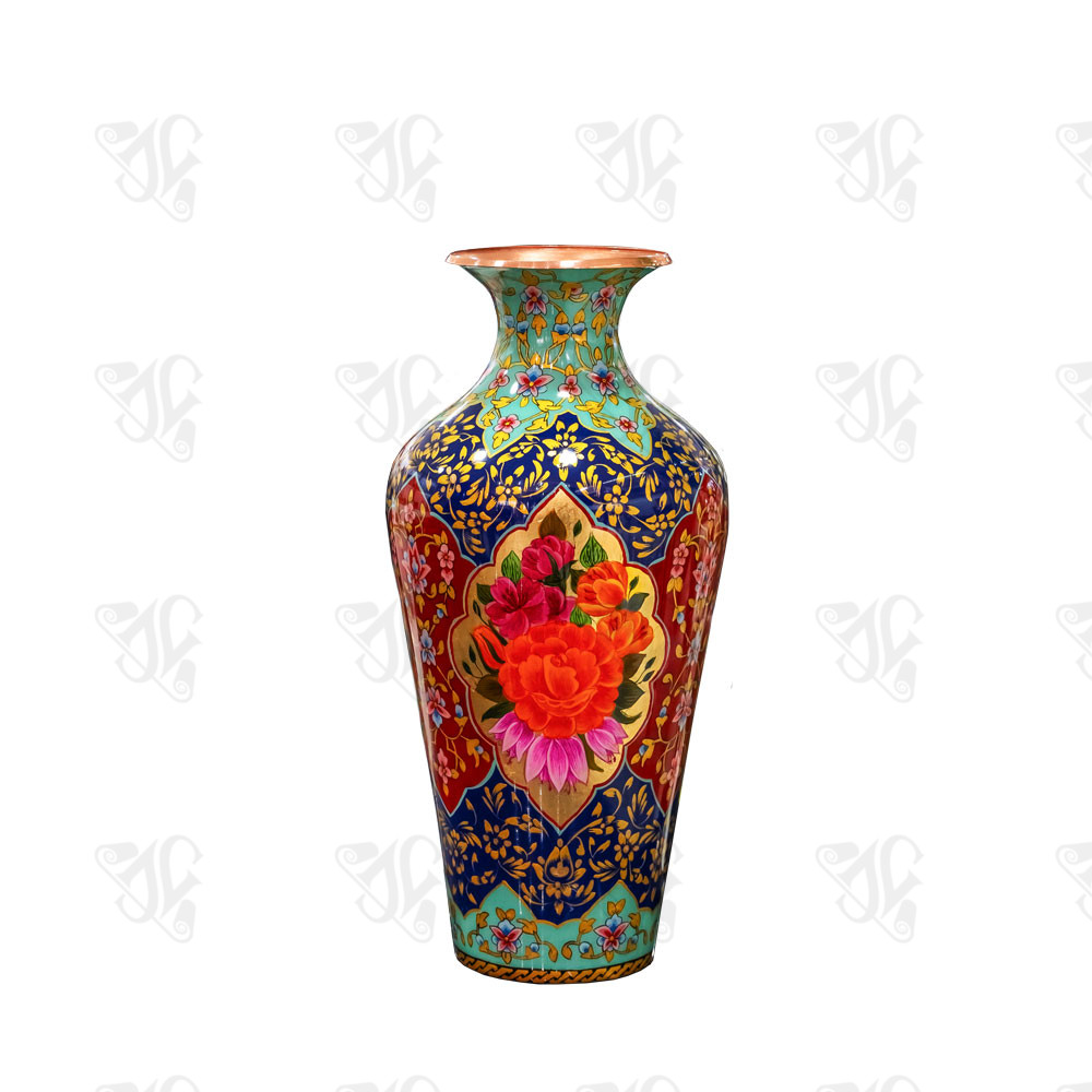 Turquoise Copper Vase Model &ndash; Elegant Persian Handmade Masterpiece