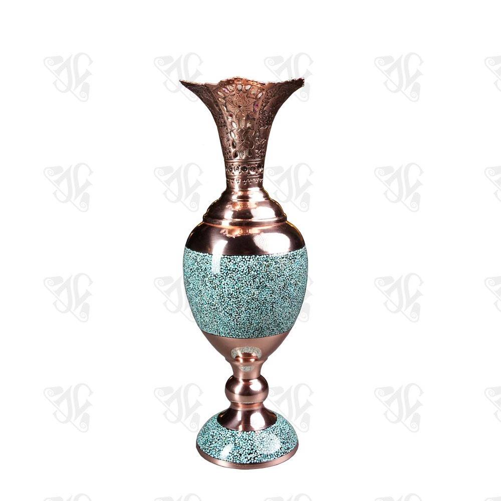 Copper Vase Turquoise – Persian Handmade Decorative Art