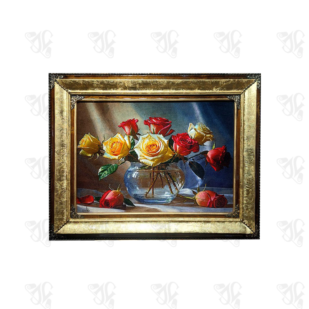 The Hand-Woven Tabriz Silk Rug (Glass Vase)