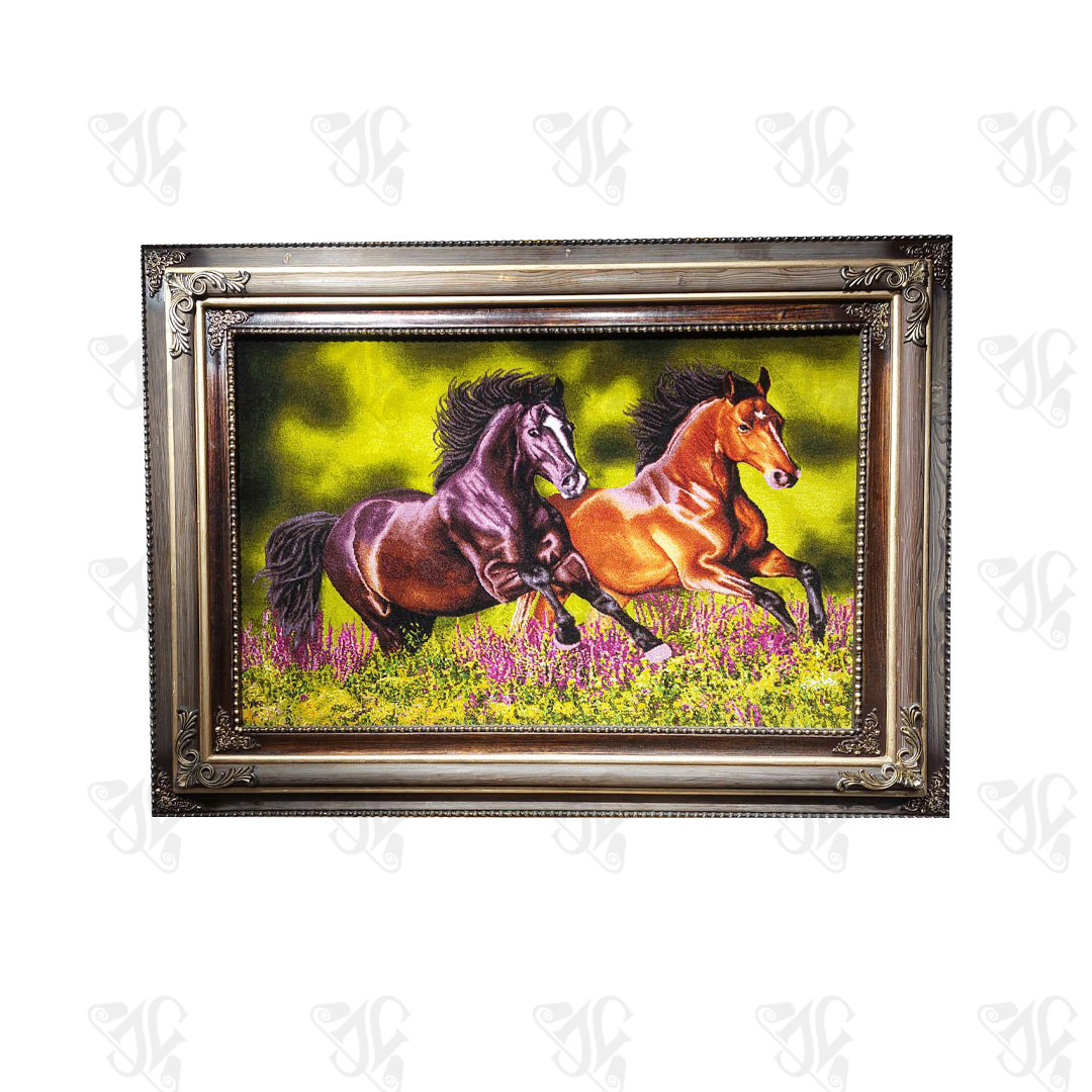 The Hand-Woven Tabriz Silk Rug (Two Horses Running in Nature)