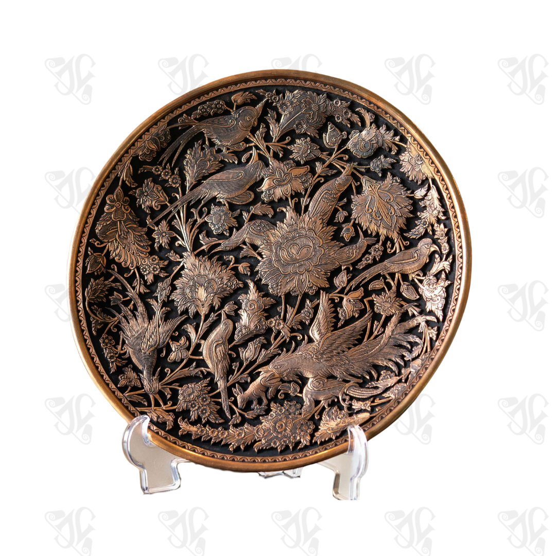 Handmade Engraved Plate, Gol-o-Morgh Design