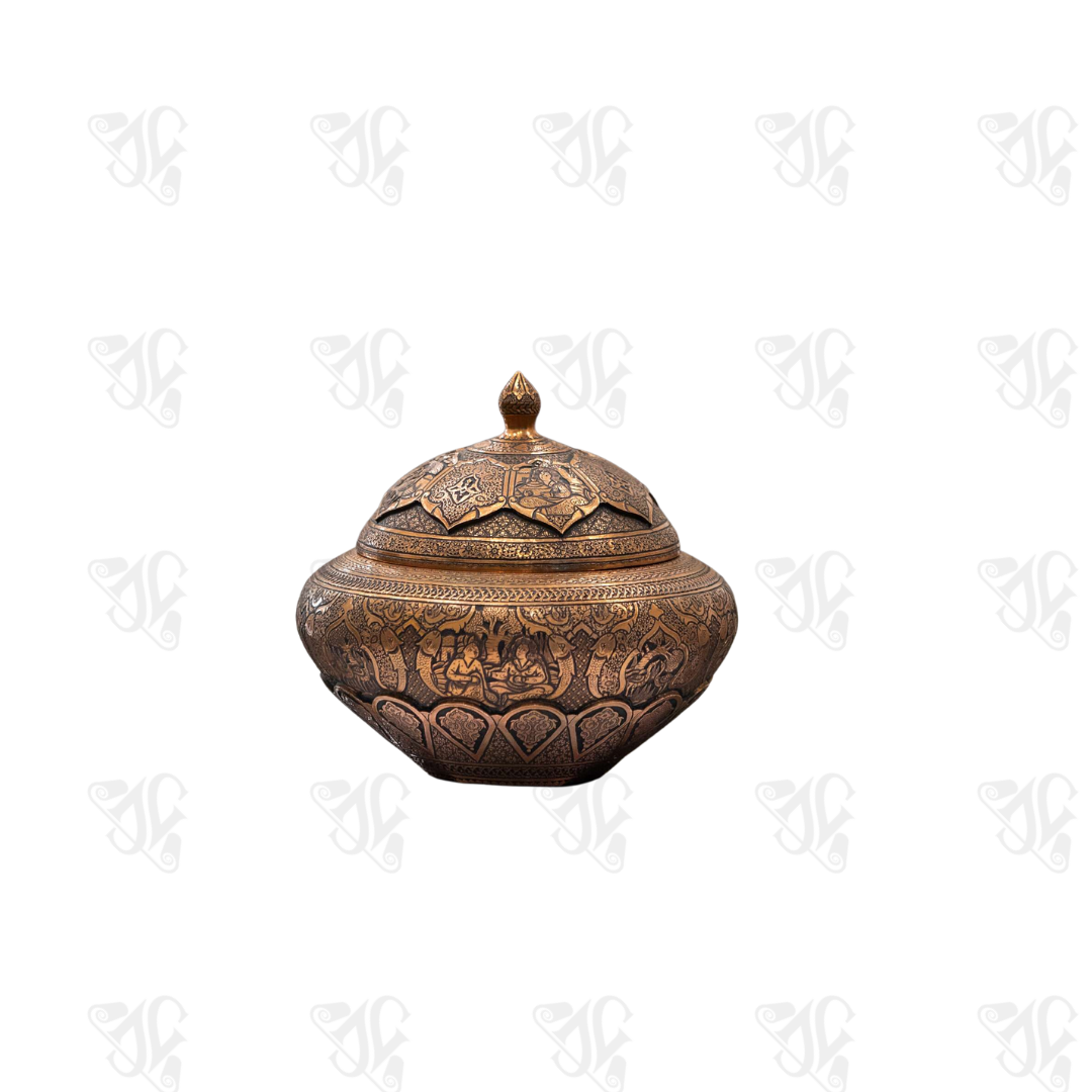 Handmade Engraved Copper Sugar Bowl (14 cm Height)