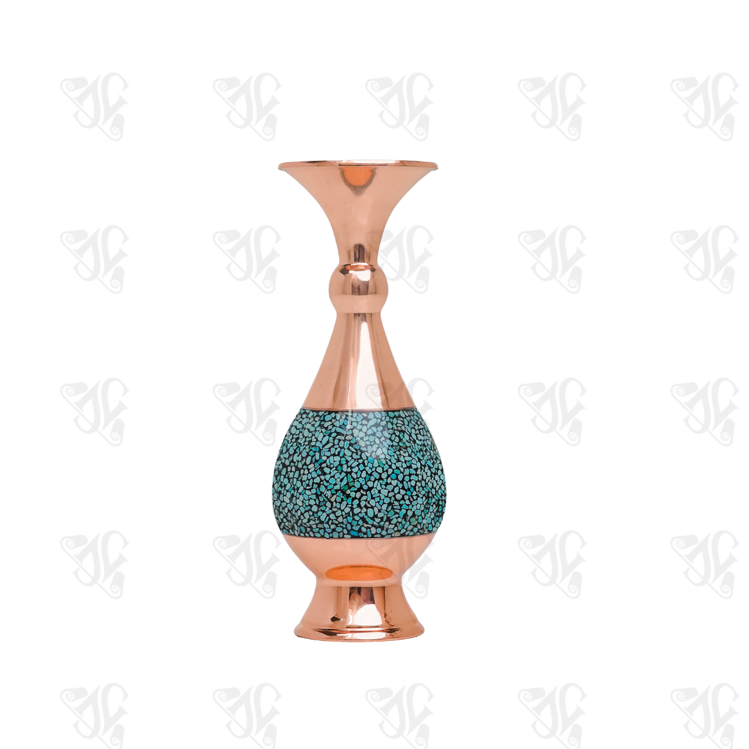 Handmade Copper and Turquoise Vase (16 cm Height)