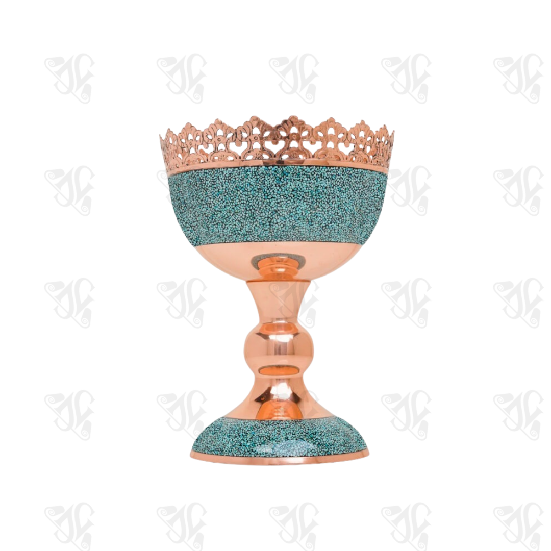 Turquoise Inlaying Nut Bowl, Pure Copper