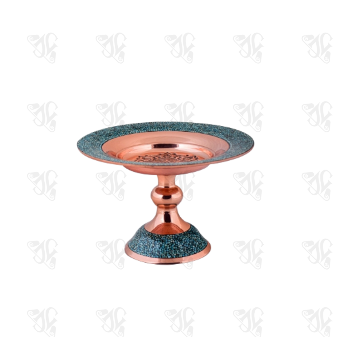 Handmade Turquoise Inlaying Sweet Dish (16 cm Diameter)
