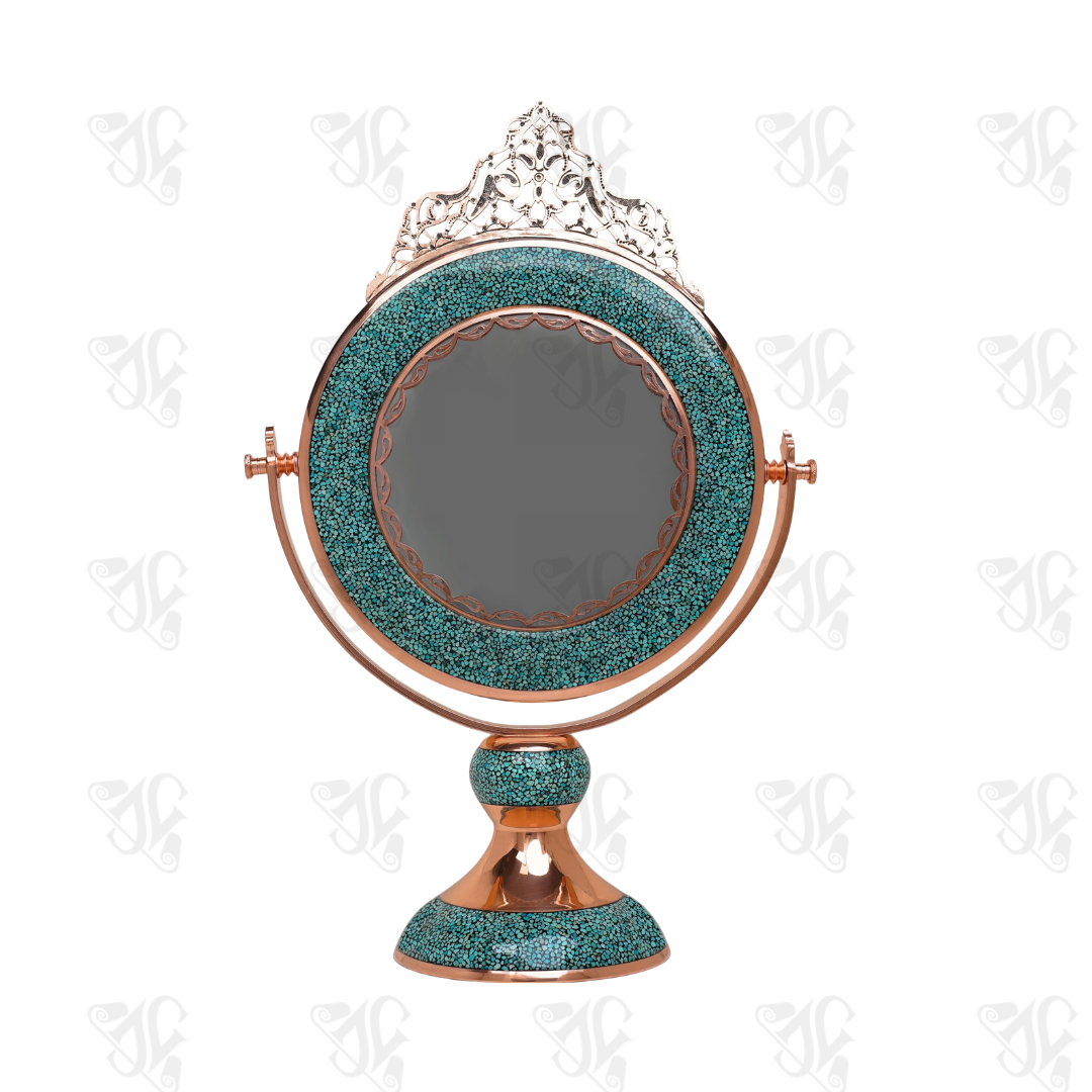 Handmade Turquoise Inlaying Copper Mirror